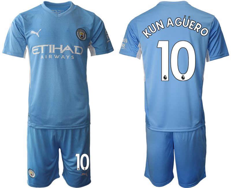 Men 2021-2022 Club Manchester City home Light blue #10 Soccer Jersey